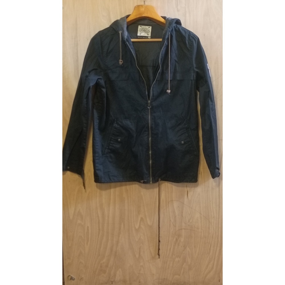 Dravus Mens Full Zip Hooded Windbreaker Jacket Navy Blue Small